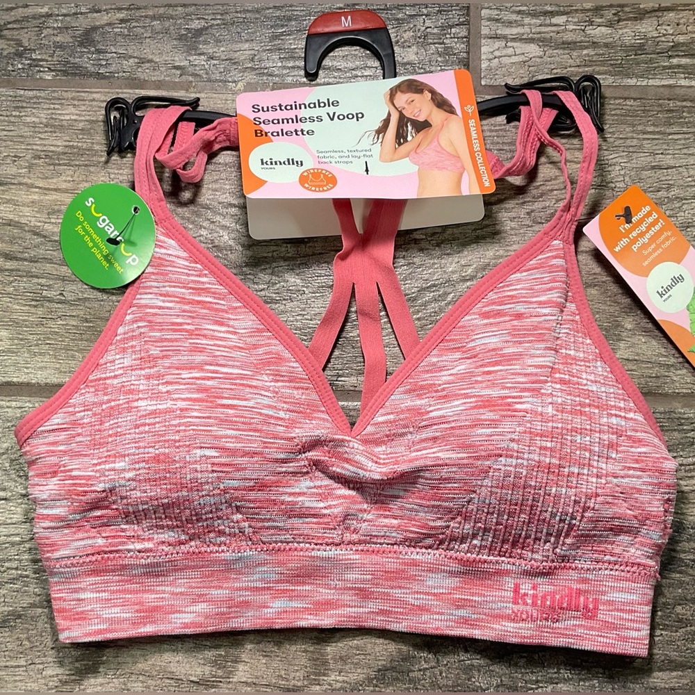 New Kindly Yours Seamless Scoop Bralette Sports Bra Size M Sunkist Coral